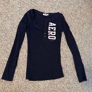 Aeropostale navy blue button up henley